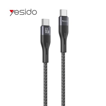 ⁧كابل بيانات شحن Yesido CA156 PD 60W USB-C / Type-C إلى USB-C / Type-C، الطول: 1 متر (أسود)⁩